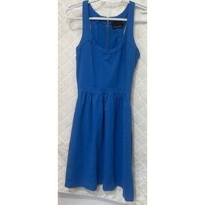 Cynthia Rowley Blue Fit Flare Dress XS Sleeveless Zip Back Pockets